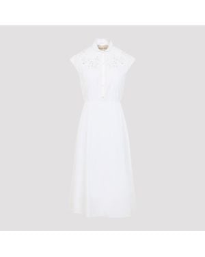 Valentino Embroidered Midi Dress - White