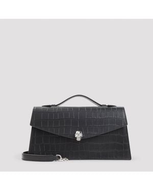 McQueen Mini Skull Top Handle Bag - Black