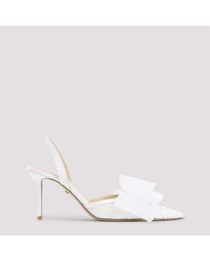 Mach & Mach Le Cadeau Lace Slingback - White