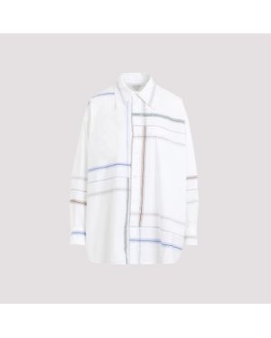 Bottega Veneta Chequered Loose Fit Shirt - White