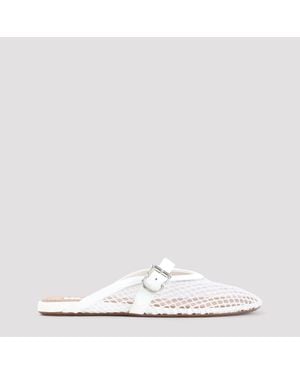 Alaïa Fishnet Mini Flat Sandal - White