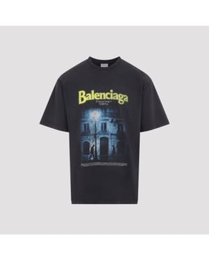 Balenciaga Medium Fit Cotton T-Shirt - Blue