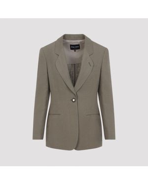 Giorgio Armani Smoky Quartz Linen Blazer - Grey