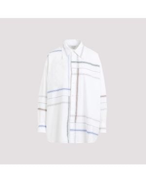 Bottega Veneta Chequered Loose Fit Shirt - White