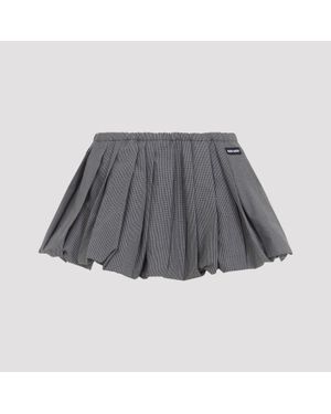 Miu Miu Plissé Check Mini Skirt - Grey
