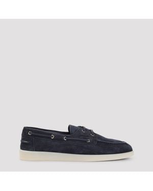 Prada Suede Boat Shoes With Laces - Blue