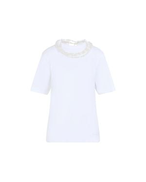 Carven Pearl-Trim Mini Necklace T-Shirt - White