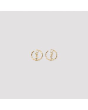 Saint Laurent Hoop Cassandre Earrings - Metallic