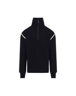 Maison Margiela Elbow Patch Quarter Zip Jumper - Blue