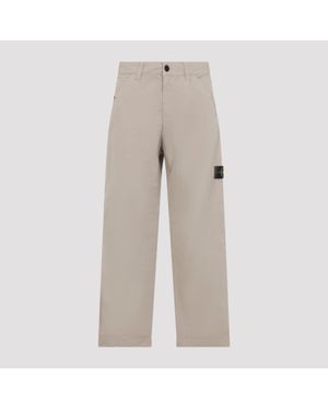 Stone Island Cotton Trousers - Natural