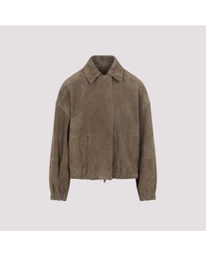 Brunello Cucinelli Oregano Suede Leather Jacket - Brown