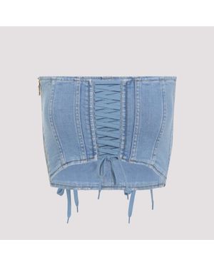 Elisabetta Franchi Top Corset Denim - Blue