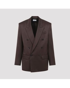 Saint Laurent Chocolat Double-Brestaed Jacket - Brown