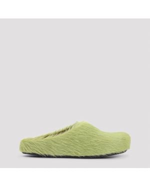 Marni Lime Calf Hair Fussbett Sabot Mules - Green