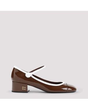 Miu Miu Calf Leather Court Shoes - Brown