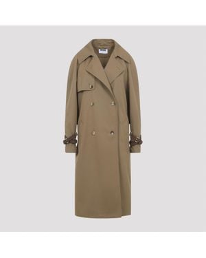 Moschino Cotton Blend Gabardine Trench Coat - Natural
