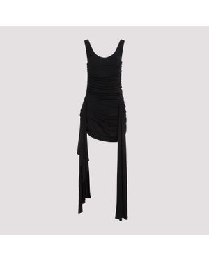Mugler Draped Mini Dress With Side Trains - Black