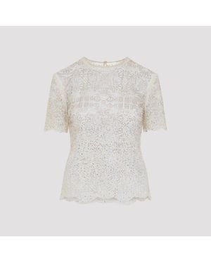 Ermanno Scervino Alabaster Lace Crystals Top - White