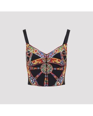 Dolce & Gabbana Dolce & Gabbana Charmeuse Carretto Top - White