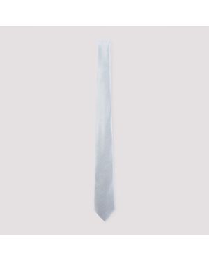 Giorgio Armani Acquamarine Silk Tie - White
