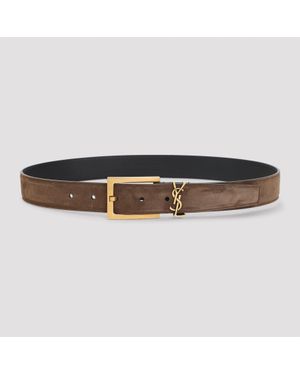Saint Laurent Suede Belt - Brown