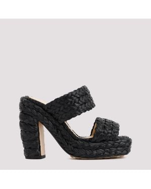 Bottega Veneta Canalazzo Raffia Mules - Black