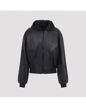 Balenciaga Salon De Couture Print Leather Jacket - Black