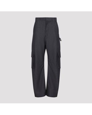 Balenciaga Relaxed Cargo Wool Trousers With Flap Pockets - Blue