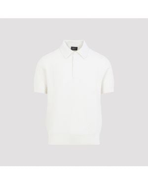 Brioni Waffle-Knit Polo Shirt - White