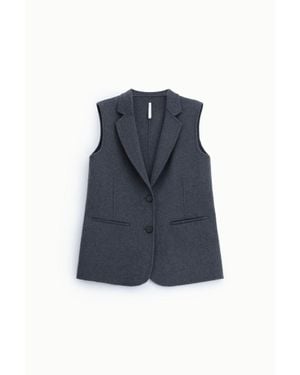 Imperial Gilet Lungo Con Abbottonatura E Tasche Frontali - Blu