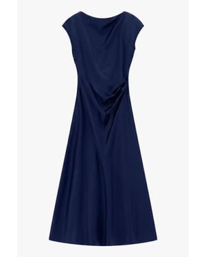 Imperial Abito Midi Con Drappeggio E Maniche Corte - Blu