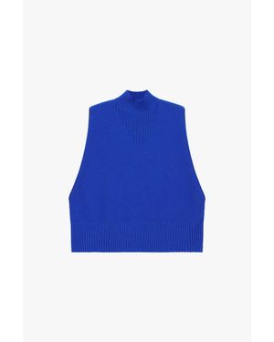 Imperial Maglia Smanicata Con Collo Alto Lavorato - Blu