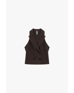 Imperial Gilet Doppiopetto Corto Con Rever Ampio - Nero