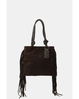 Imperial Borsa A Mano Con Frange E Manici Intrecciati - Nero