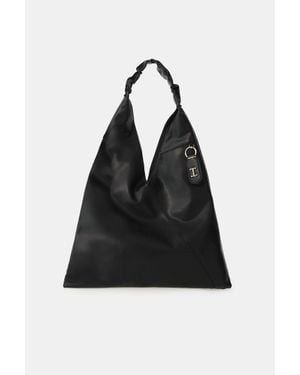 Imperial Bolso Geométrico Con Asa Trenzada Y Colgante - Negro