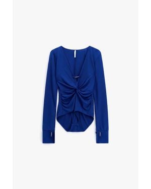 Imperial Body Con Scollo A V E Maniche Lunghe - Blu