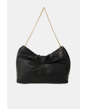 Imperial Bolso De Hombro Con Cadena Dorada Y Lazo Central - Negro