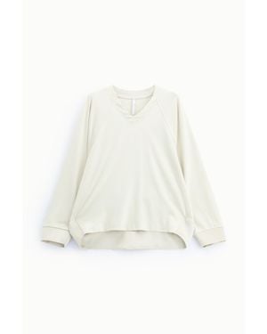 Imperial Sudadera Sin Capucha De Manga Larga Y Escote En Pico - Blanco