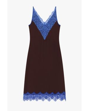 Imperial Abito Midi Con Pizzo A Contrasto E Scollo A V - Viola