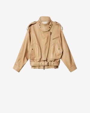 Isabel Marant Farza Leather Jacket - Natural