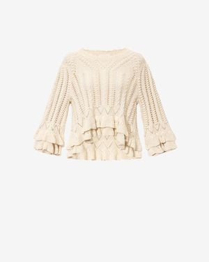 Isabel Marant Marant Etoile Frilly Cotton Jumper With Ruffles Detail - Natural