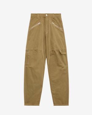 Isabel Marant Khaki Cotton Wide-Leg Parker Pant - Green