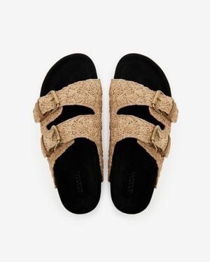 Isabel Marant Raffia-Suede Lennyo-Gc Sandals - Natural