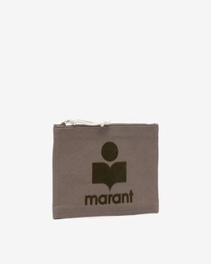 Isabel Marant Netia Velvet Clutch - Brown