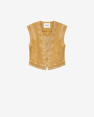 Isabel Marant Edmee Denim Vest - White
