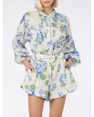 MC2 Saint Barth Leinen-Playsuit Hanniel Mit Blumenmuster Für Damen - Blau