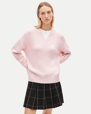 J.Crew Oversized Cashmere V-Neck Sweater - Pink