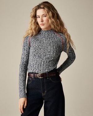 J.Crew Wide-Rib Mockneck Sweater - Blue