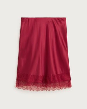 J.Crew Tall Gwen Lace-Trim Slip Skirt - Red