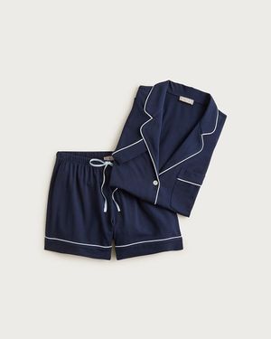 J.Crew Dreamy Cotton-Blend Pajama Short Set - Blue